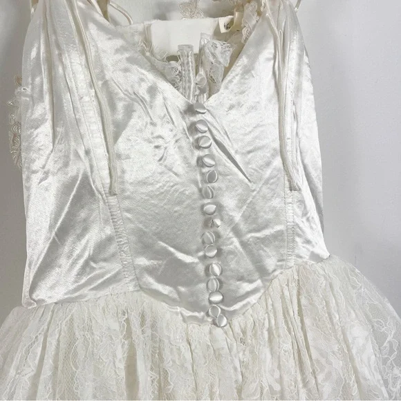 For Love & Lemons Vera Satin Lace Bustier Bridal Gown XS S NWT Crisp White